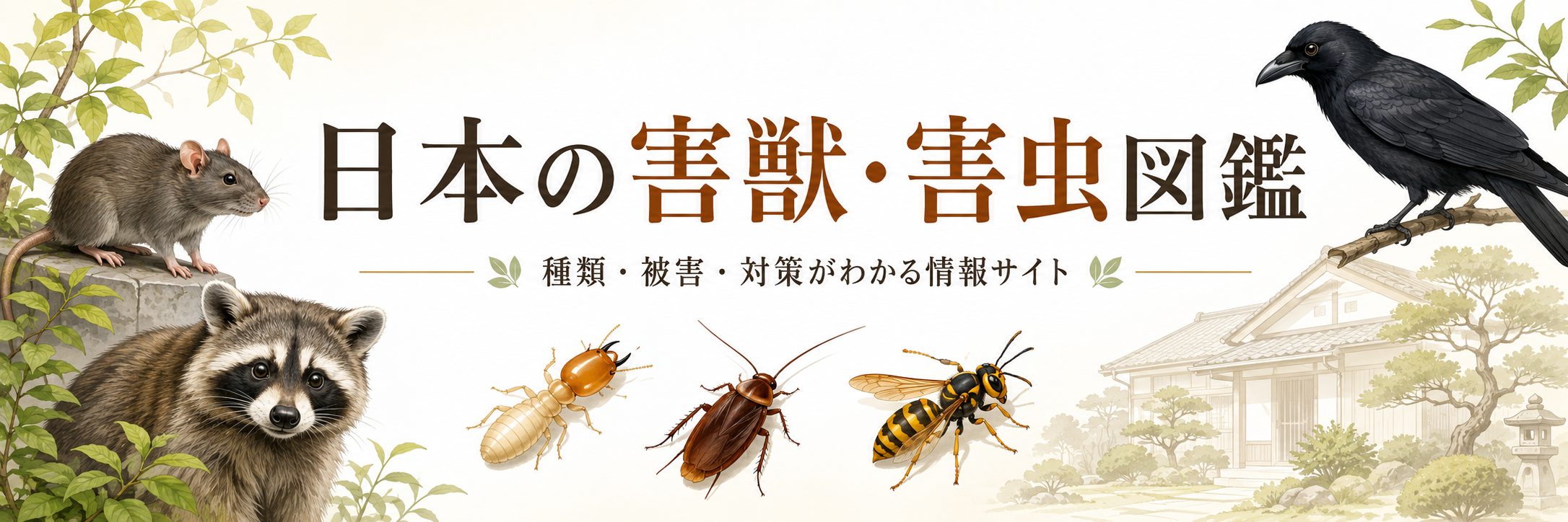 日本の害獣・害虫図鑑｜家に出る虫・動物の見分け方と被害対策